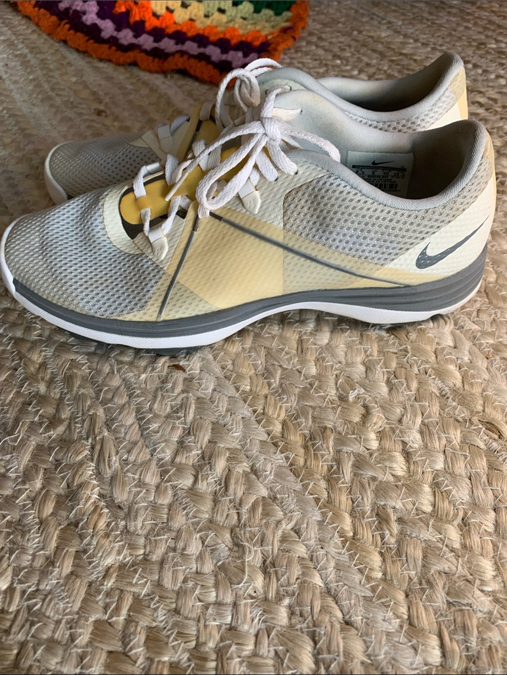 Nike Women's Pale Yellow and White Lunarlon Golf/Running Shoes